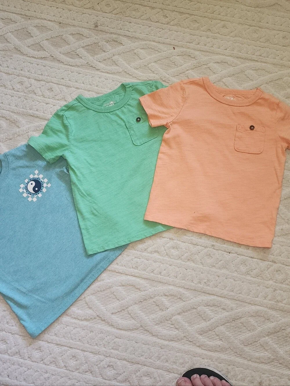 3T Kids' Short Sleeve Pocket Tee - Peach, Blue, Mint
